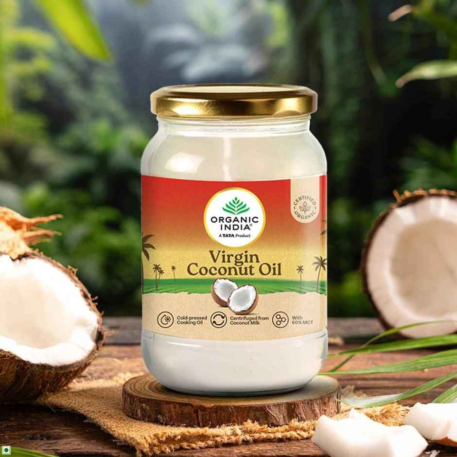 A Tata Product - Organic India Virgin Coconut Cold Pressed Oil | Labs Tested On 250+ Parameters | Combo