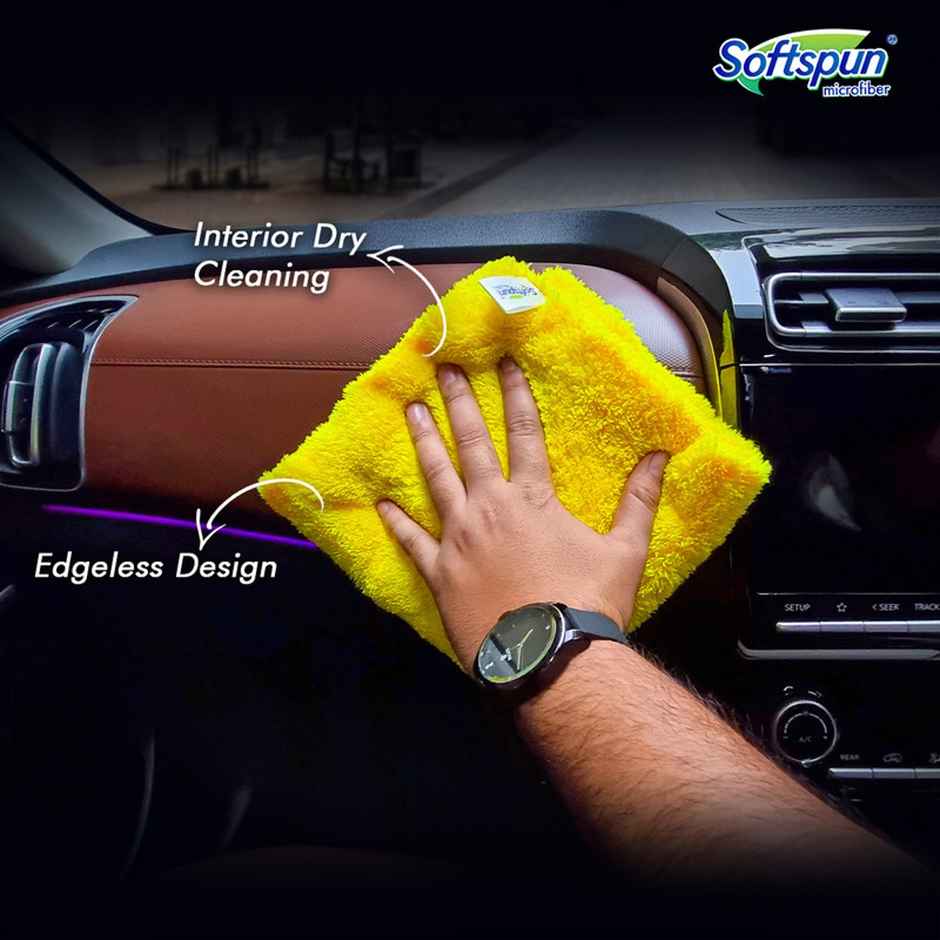 Softspun Microfiber Edgeless Cleaning Cloths (500 GSM, 40x40cm, 4pc, Multicolor/Assorted)