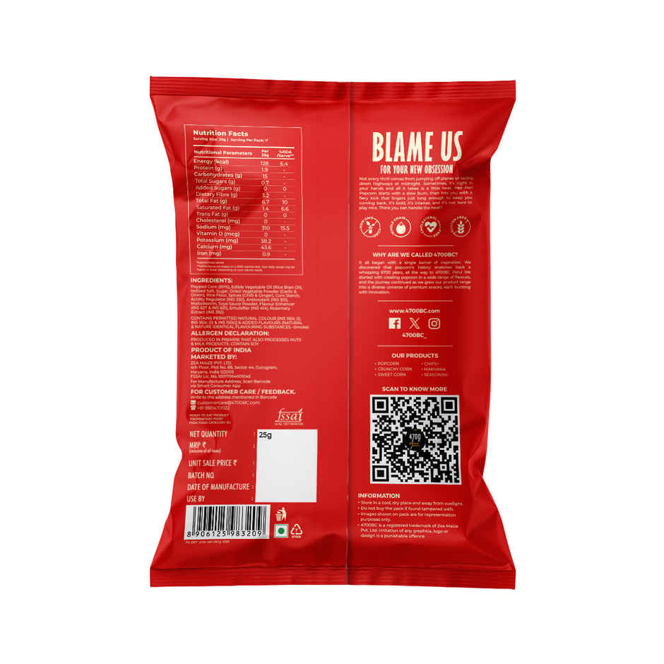 4700BC Peri Peri Popcorn | Jumbo Size | Zero Palm Oil