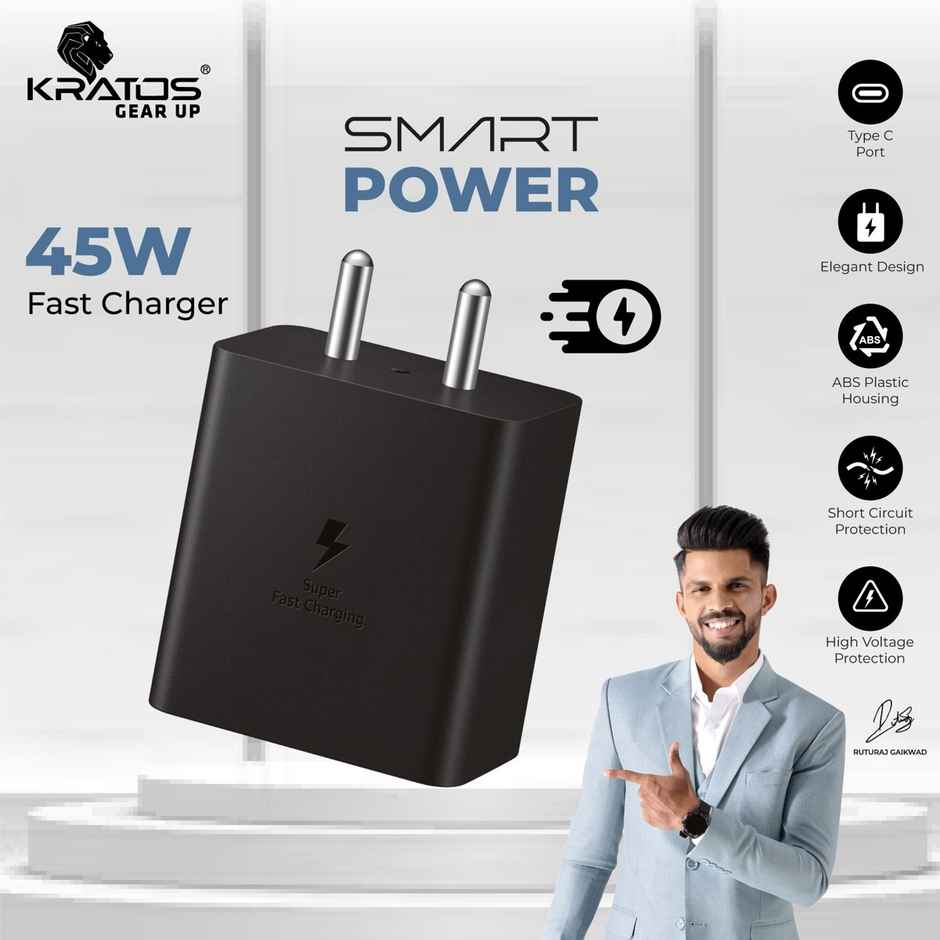 Kratos 45W Type C Super Fast Charger Adapter compatible for Samsung Premium Phones