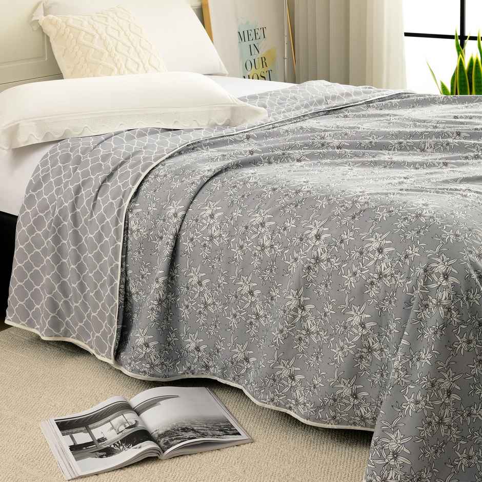 Story@home Printed Single Dohar/Duvet Cover (Cotton, Grey) (220x144x2 cms)