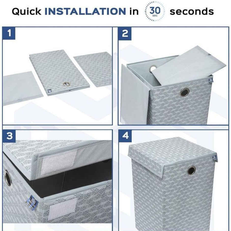 HomeStrap Non Woven Foldable Hard Board Laundry Basket | Grey