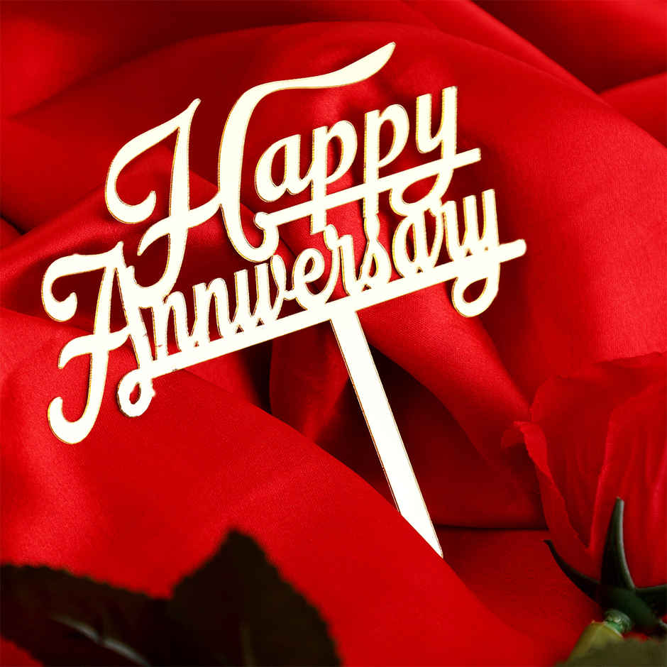 Propcon Happy Anniversary Cake Topper Gold Acrylic