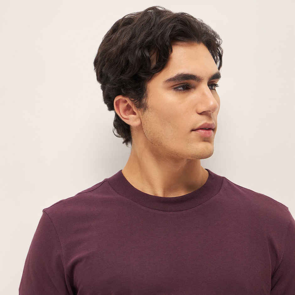 The Bear House Men Relax Fit Solid T-shirt - Subaro | Purple | XL