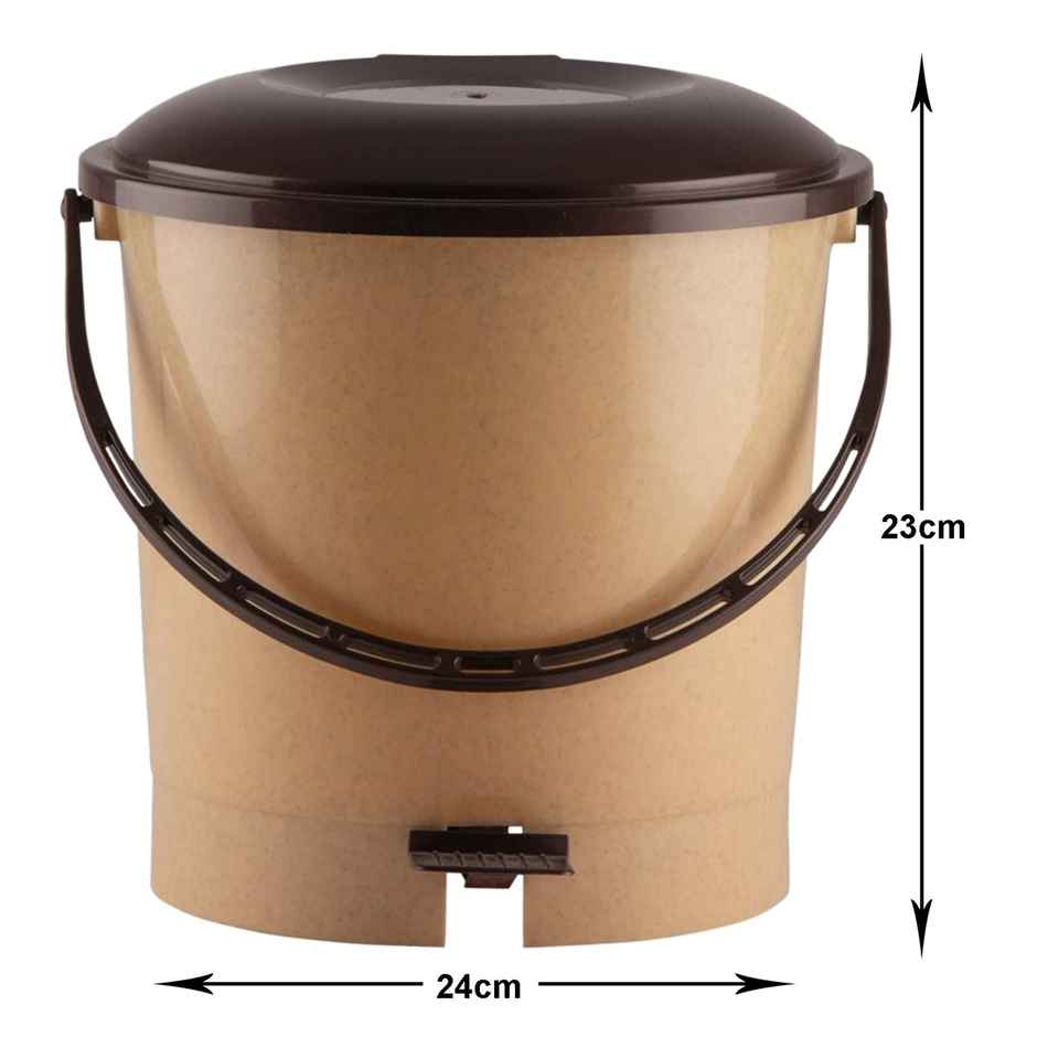 Kuber Industries Plastic 7 L Pedal Dustbin With Handle For Home-Kitchen-Office-Bathroom | Peach