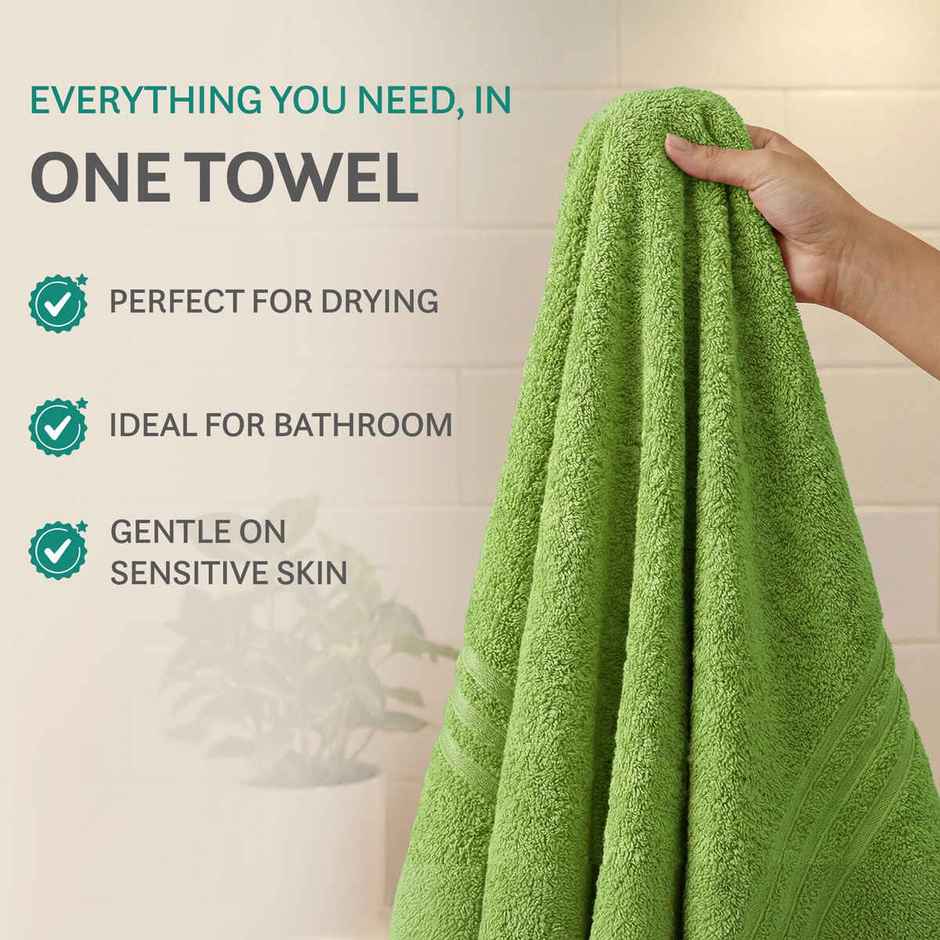 Mytrident Cotton Bath Towel | 400 GSM | Towels for Bath - Lime Green