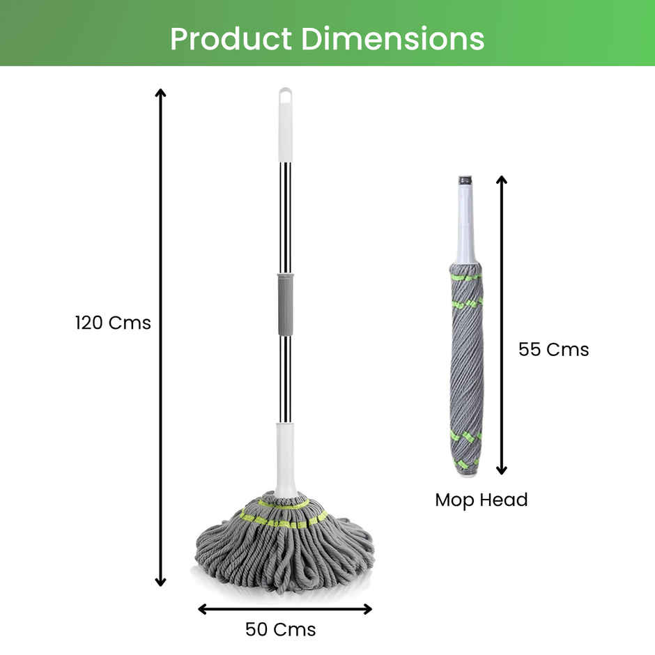 Zulaxy Smart Twist Mop for Effortless Floor Cleaning (Stainless Steel, Microfiber Head)