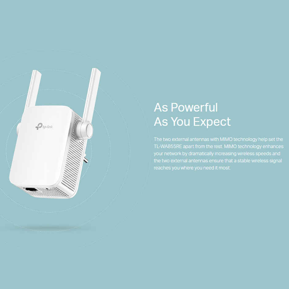 TP-Link TL-WA855RE 300Mbps Single Band Wi-Fi Range Extender, Plug and Play, Access Point Mode