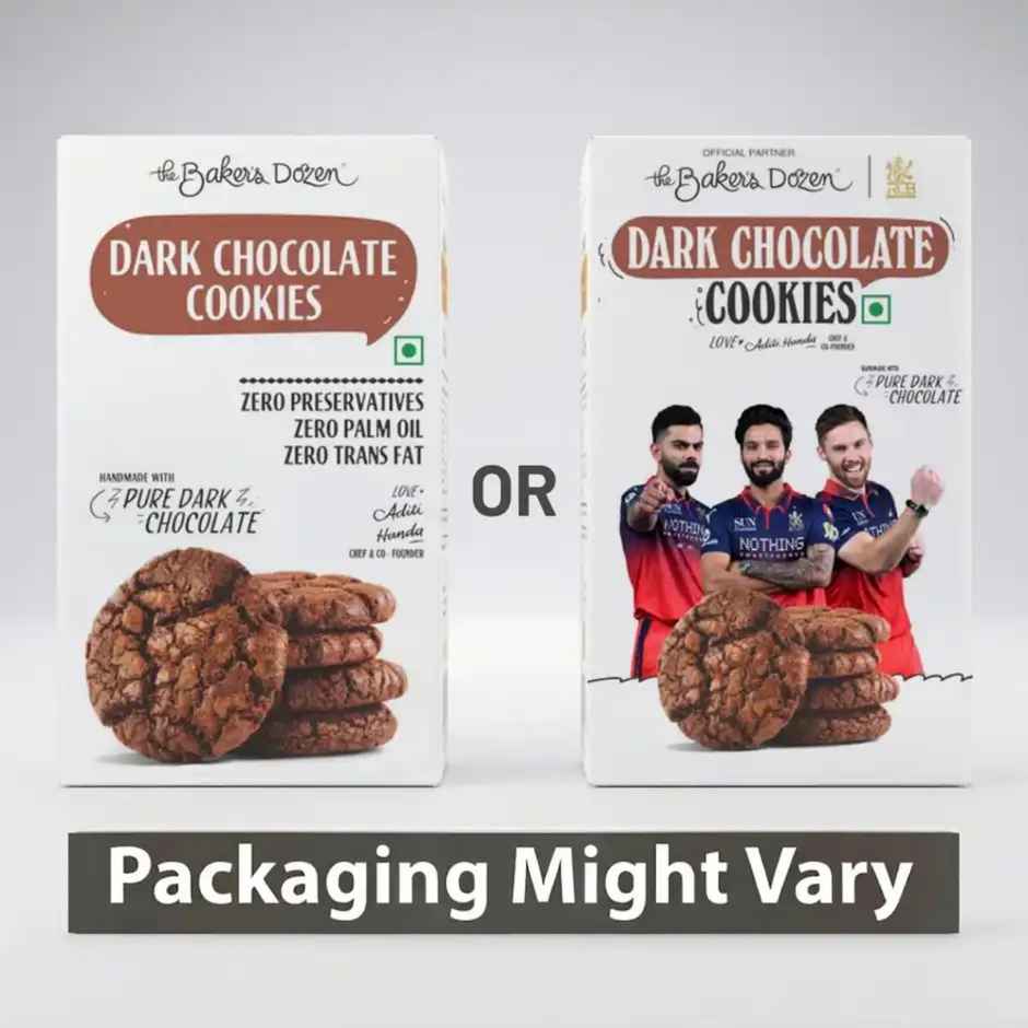 The Baker's Dozen Dark Chocolate Cookies - 200 Gm | 31% Pure Dark Chocolate | Choco Chip Cookies
