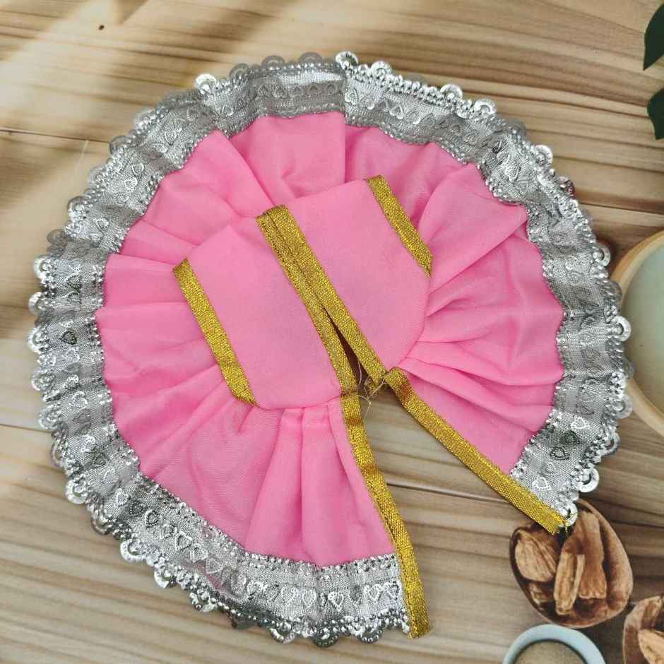 Gullak Laddu Gopal Gherdar Poshak | Solid Color | Pink | Size 4