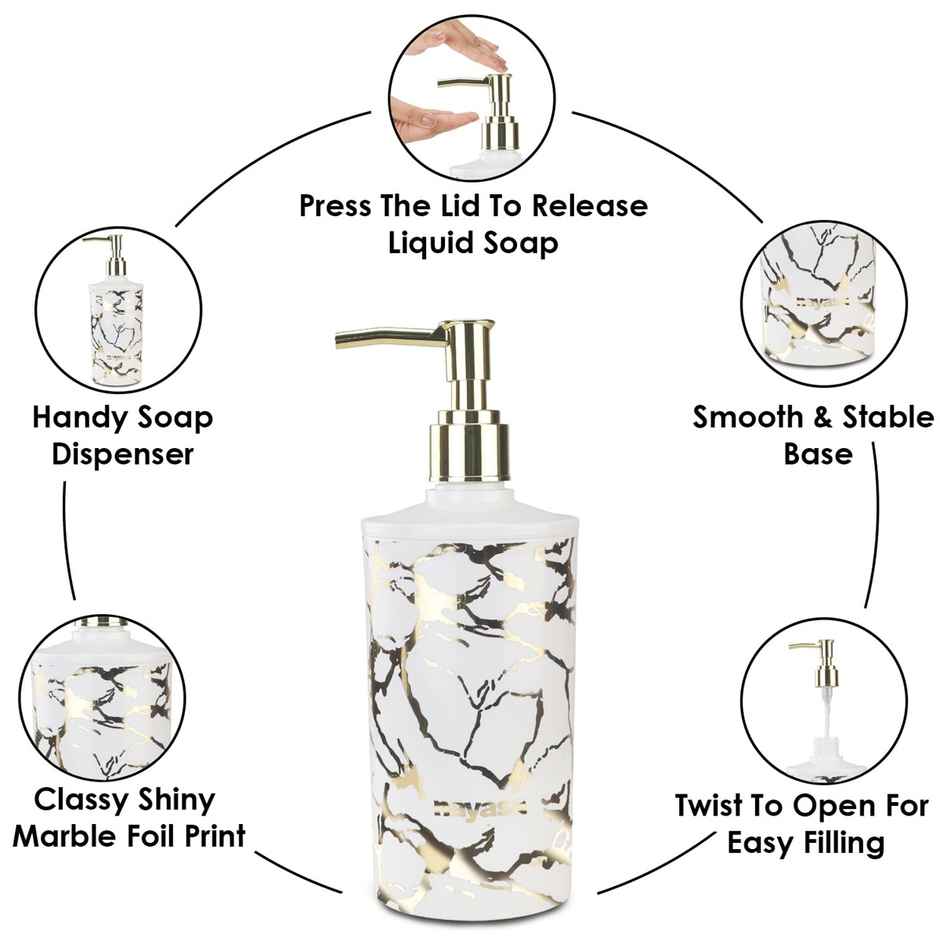 Nayasa Stylo Plastic Soap Dispenser for Kitchen & Bathroom | Gold