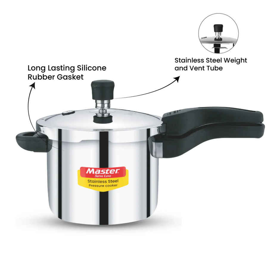 Master Amora Stainless Steel Outer Lid Pressure Cooker 2L, Gas And Induction Stove Compatible