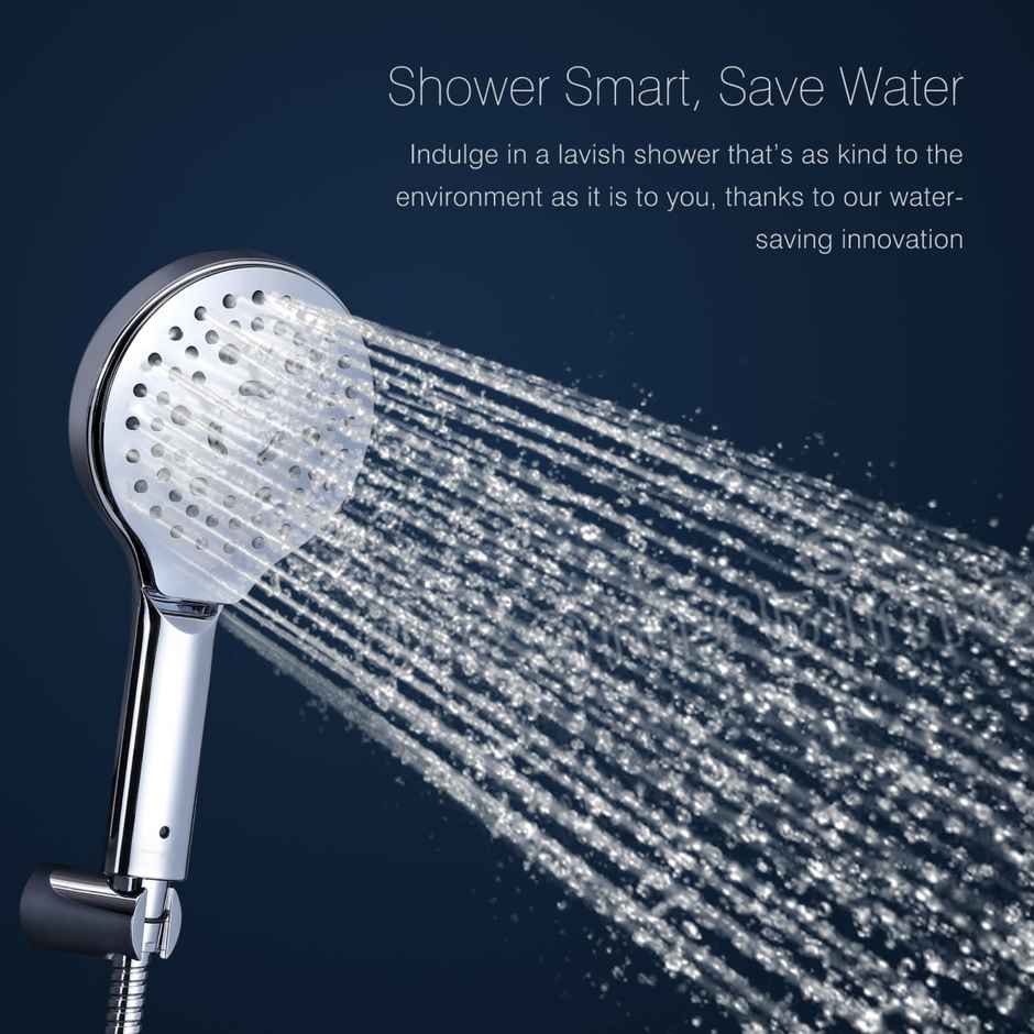 Hindware 6 Mode Hand Shower with 1.5 Meter Flexible Steel Hose Pipe & Wall Hook, Chrome Finish