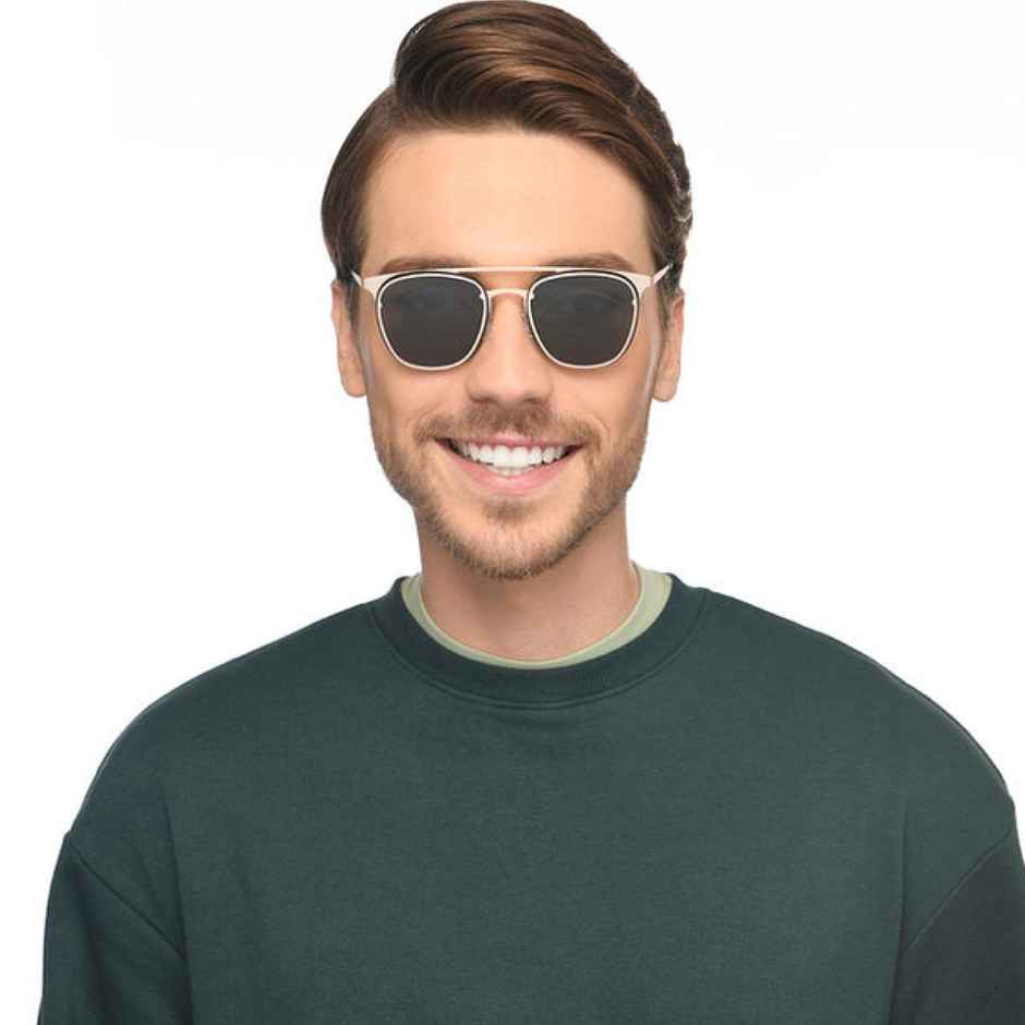 Vincent Chase By Lenskart Unisex Solid Metal Square Sunglasses | Golden and Green - S
