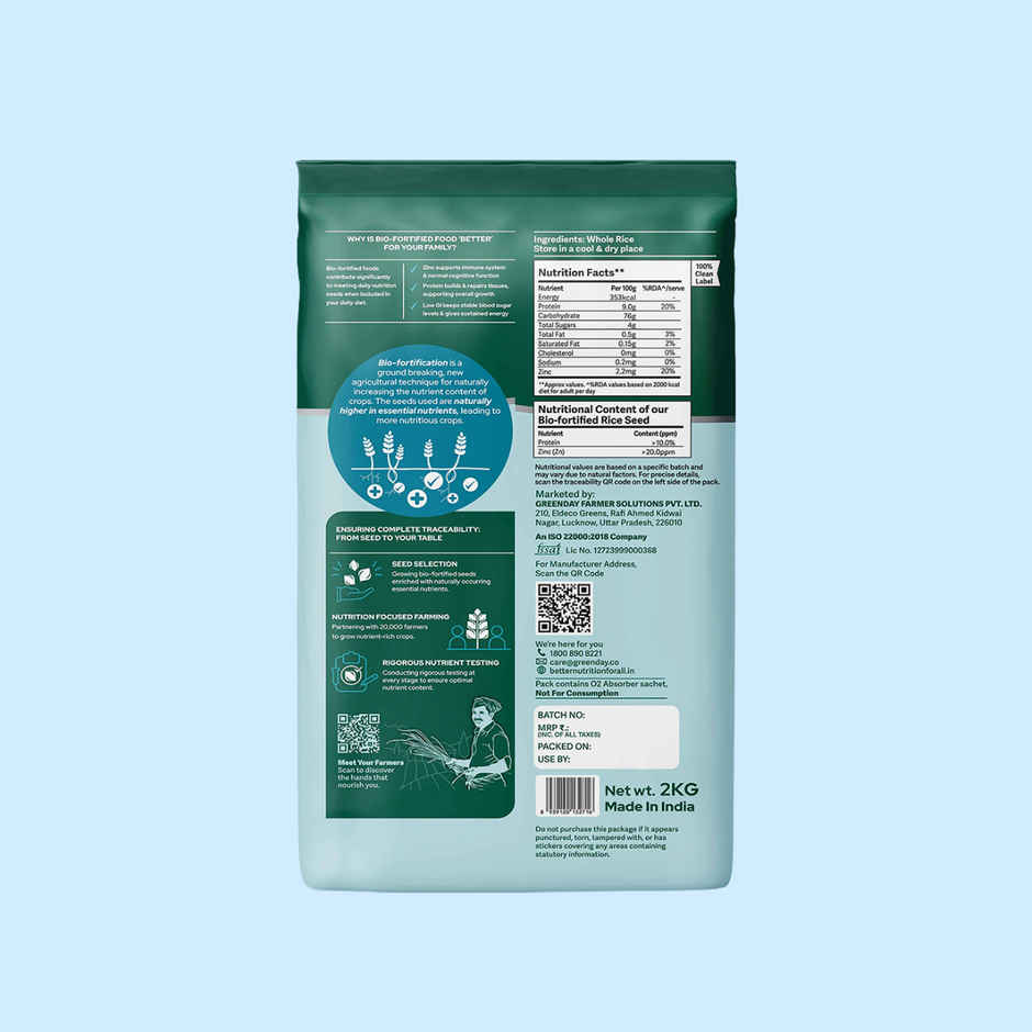 Better Nutrition Biofortified Low Gi Rice | High Protein | Rich In Zinc