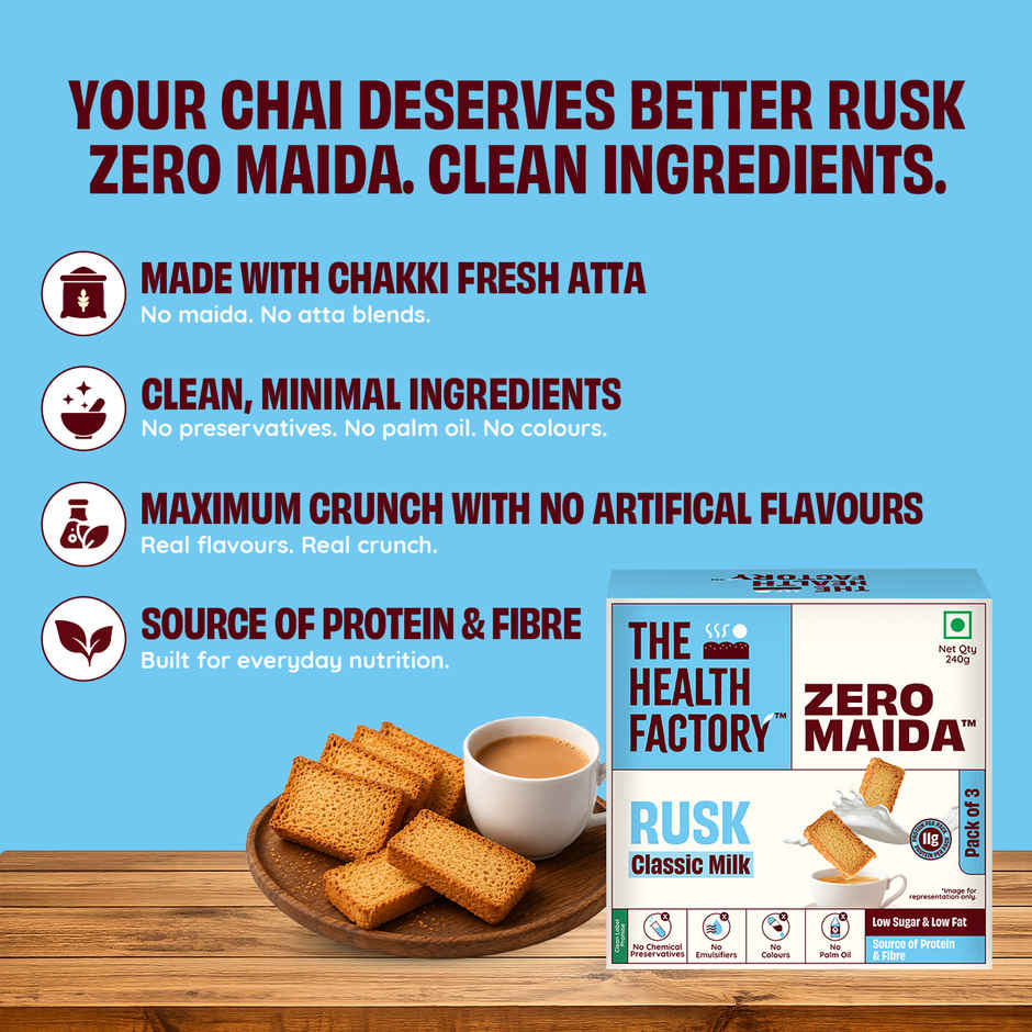 The Health Factory Zero Maida Rusk Classic Milk