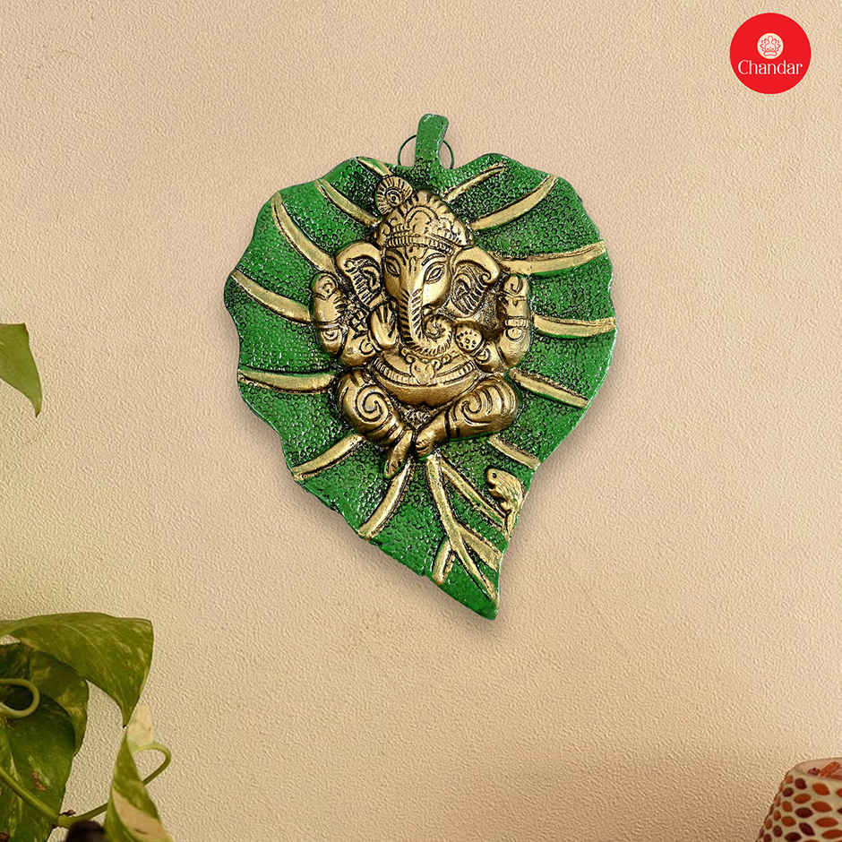 Chandar Peepal Patta Wall Hanging Oxidised 13X9X2 Cm