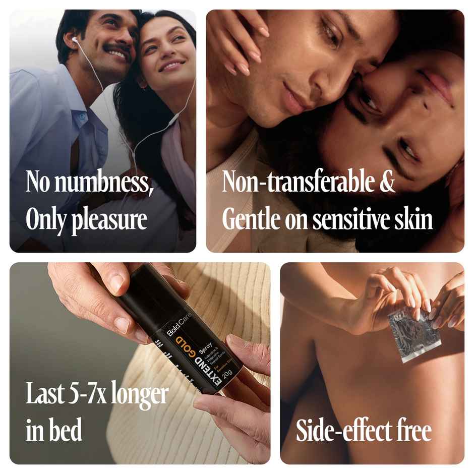 Bold Care Ultra Thin Delay Condoms With Benzocaine 4.5% (10pc) & Bold Care Extend Gold - Lidocaine 10% Spray For Longer Sex (20g) Combo