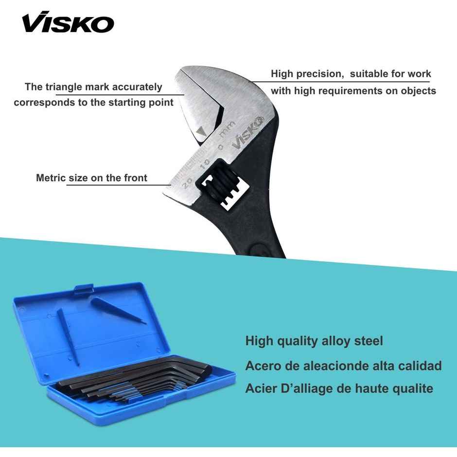 Visko 816 Hand Tools Combo | With Wrench | Spanners | Screwdriver & Allen Key Set | 9 pcs Kit