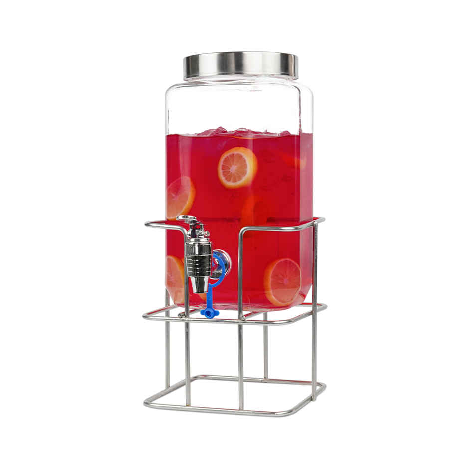 Yera Aquafresh - Glass Juice/Mocktails Serving Jar With Tap And Stand - 4000 ml ( 1 pcs)