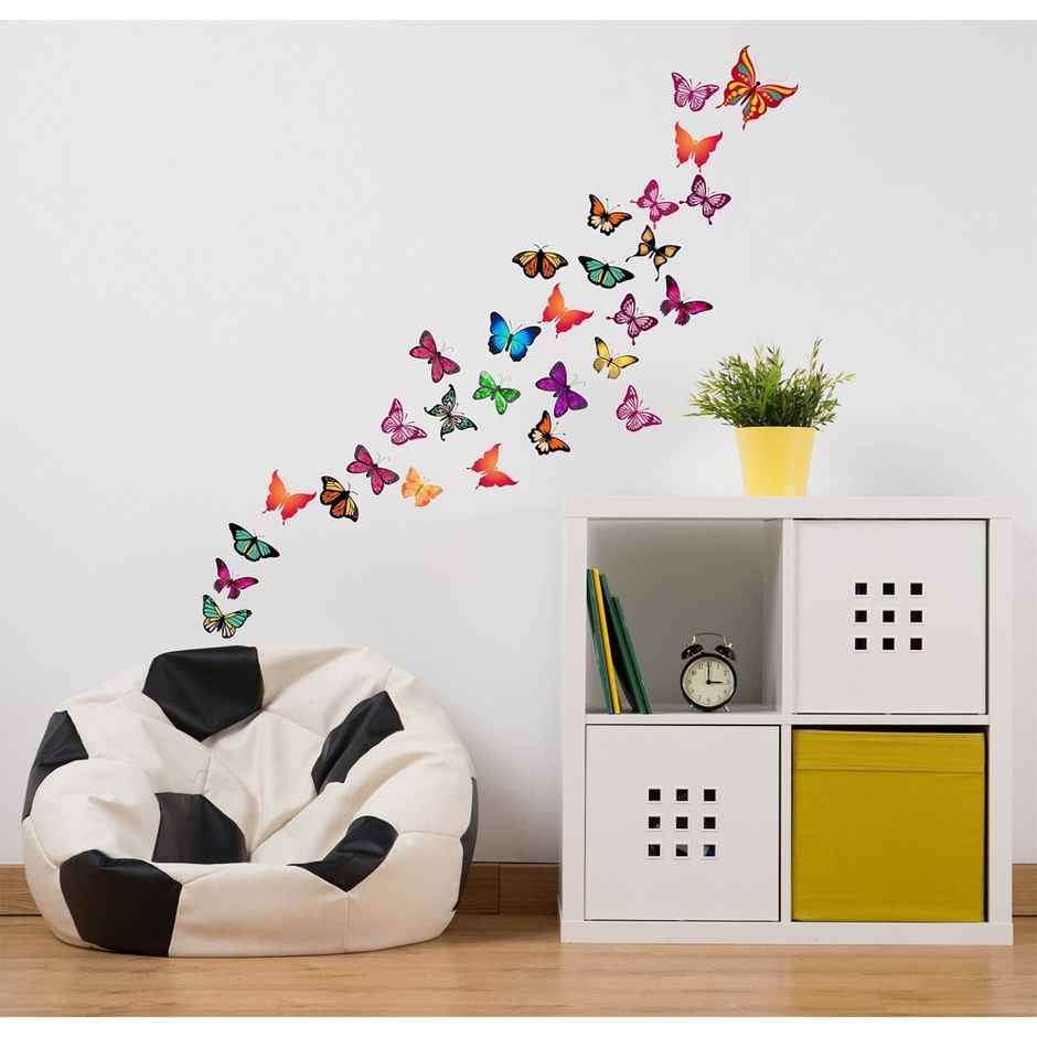 BAY6 Colorful Butterflies | 100 x - 72cm - 90cm Self Adhesive Sticker | Pack Of 1