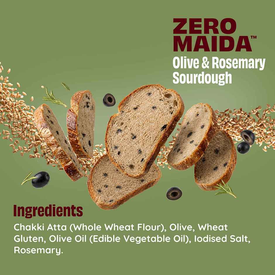 The Health Factory Olive & Rosemary Sourdough | Zero Maida | No Added Sugar | No Added Yeast