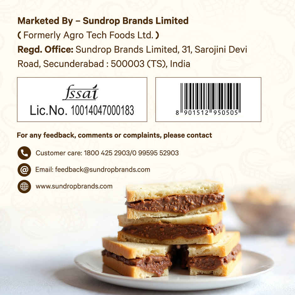Sundrop High Protein Dark Chocolate Peanut Butter | Crunchy | 30% Protein Added Whey Protein