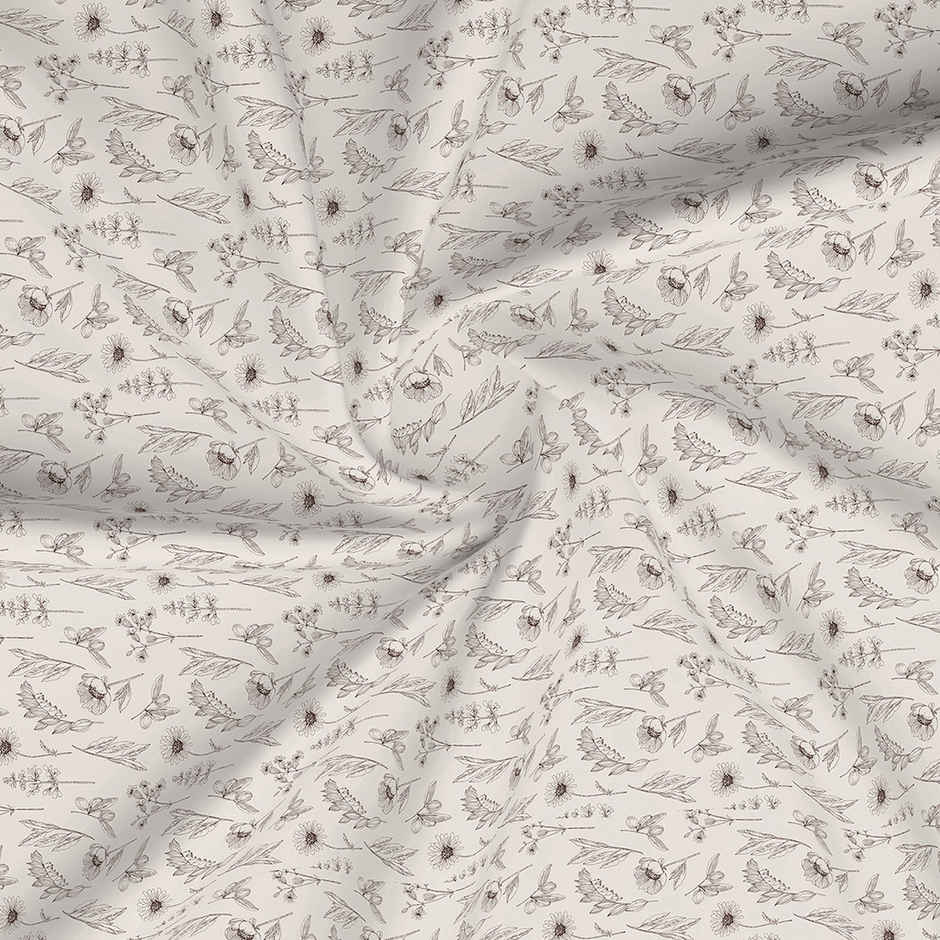 Layers Lumina Floret 100% Cotton 144 TC Grey & White King Bedsheet with 2 Pillow Covers