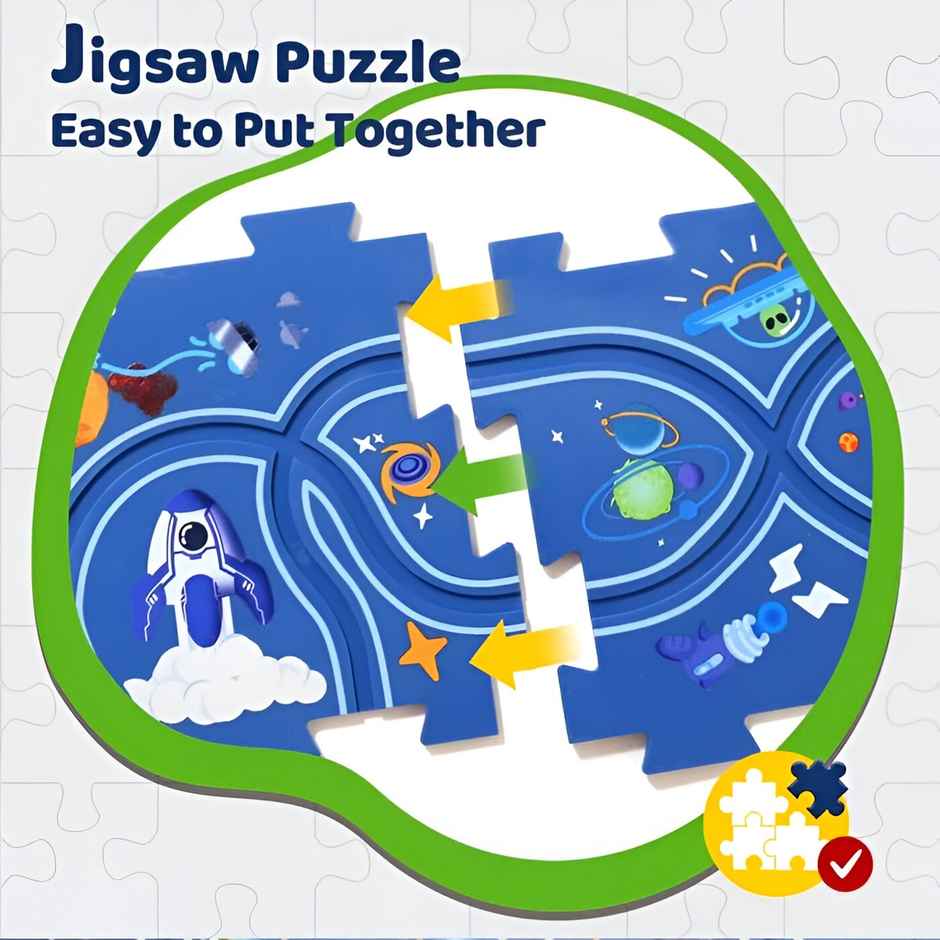 Toyshine Space-Themed 128-Piece DIY Race Track Set with Space Shuttle, Educational Toy