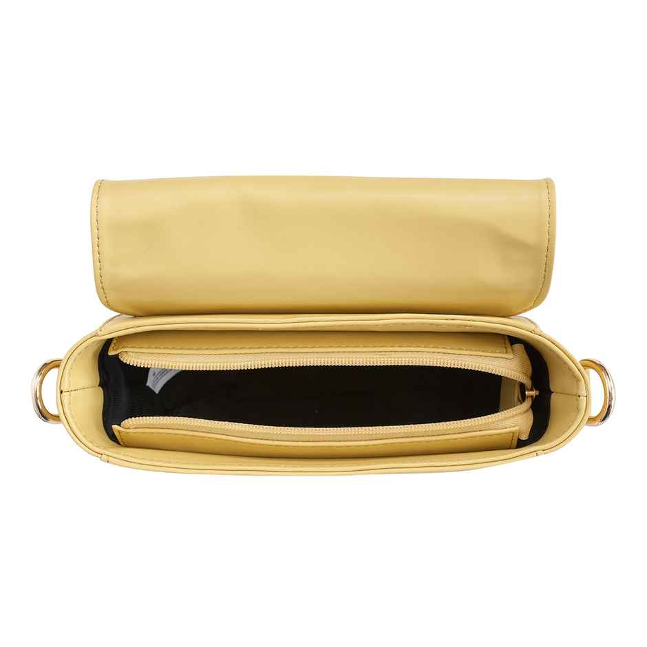 United Colors Of Benetton Women's Solid PU 2 L Sling Handbag | Butter - Free Size