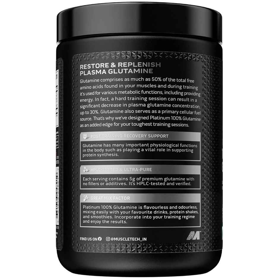 Muscletech Platinum Glutamine | Post Workout Recovery Drink | Muscle Recovery | Unflavored