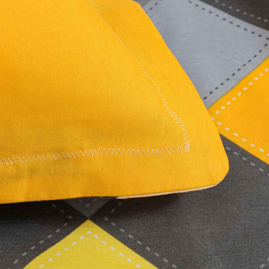 Story@home Double 144 TC Cotton Flat Geometric Bedsheet | Grey | 98 x 89 in