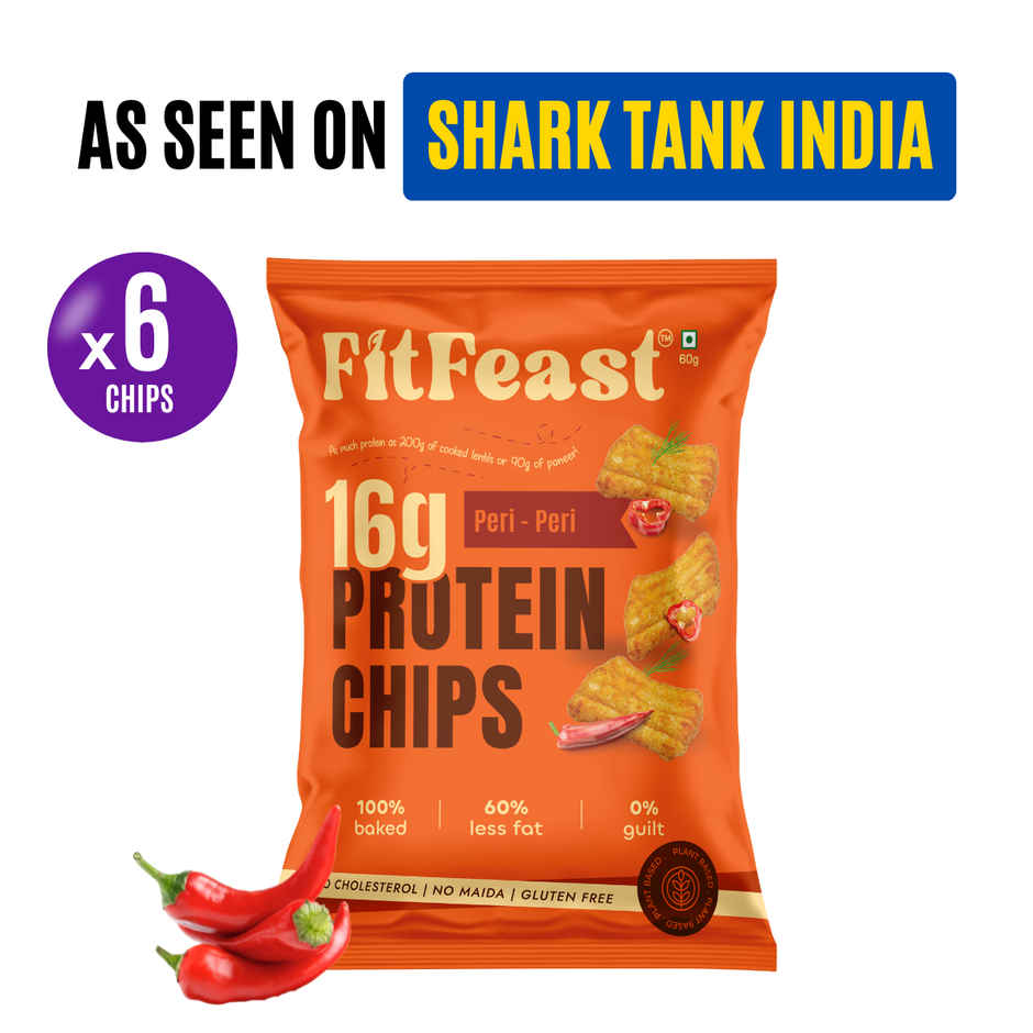 FitFeast 16g Protein Chips Peri Peri (6) | Low Fat, Crunchy