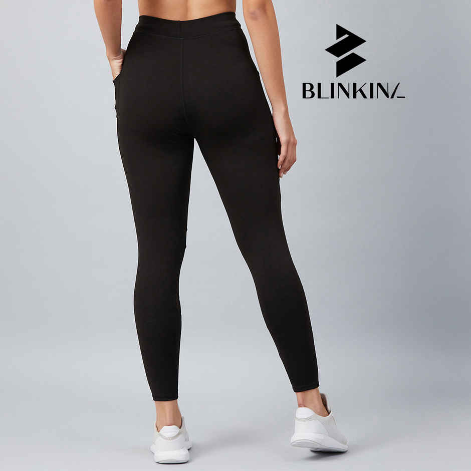 Blinkin Women's Gym Pants & Tights - Black | Stretchable | With Mesh Insert & Side Pockets | M