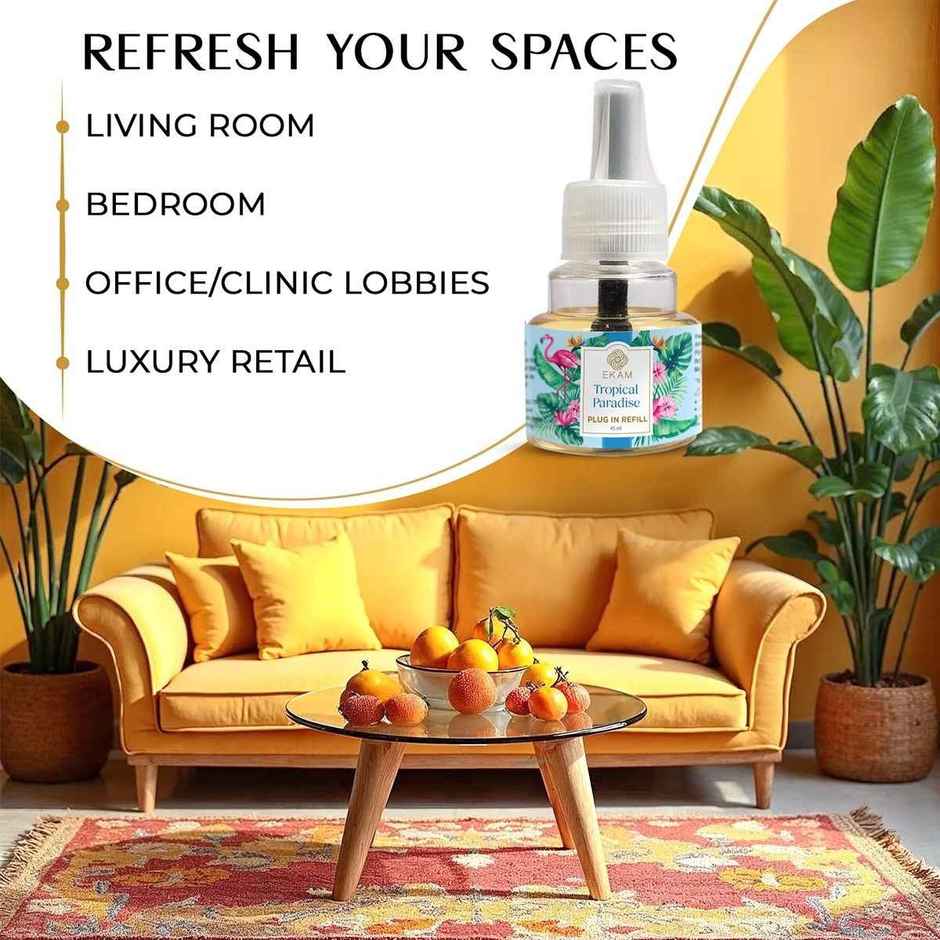 Ekam Tropical Paradise Scented Plug In Air Freshener Kit | 1 x Machine + 1 x Refill Bottle