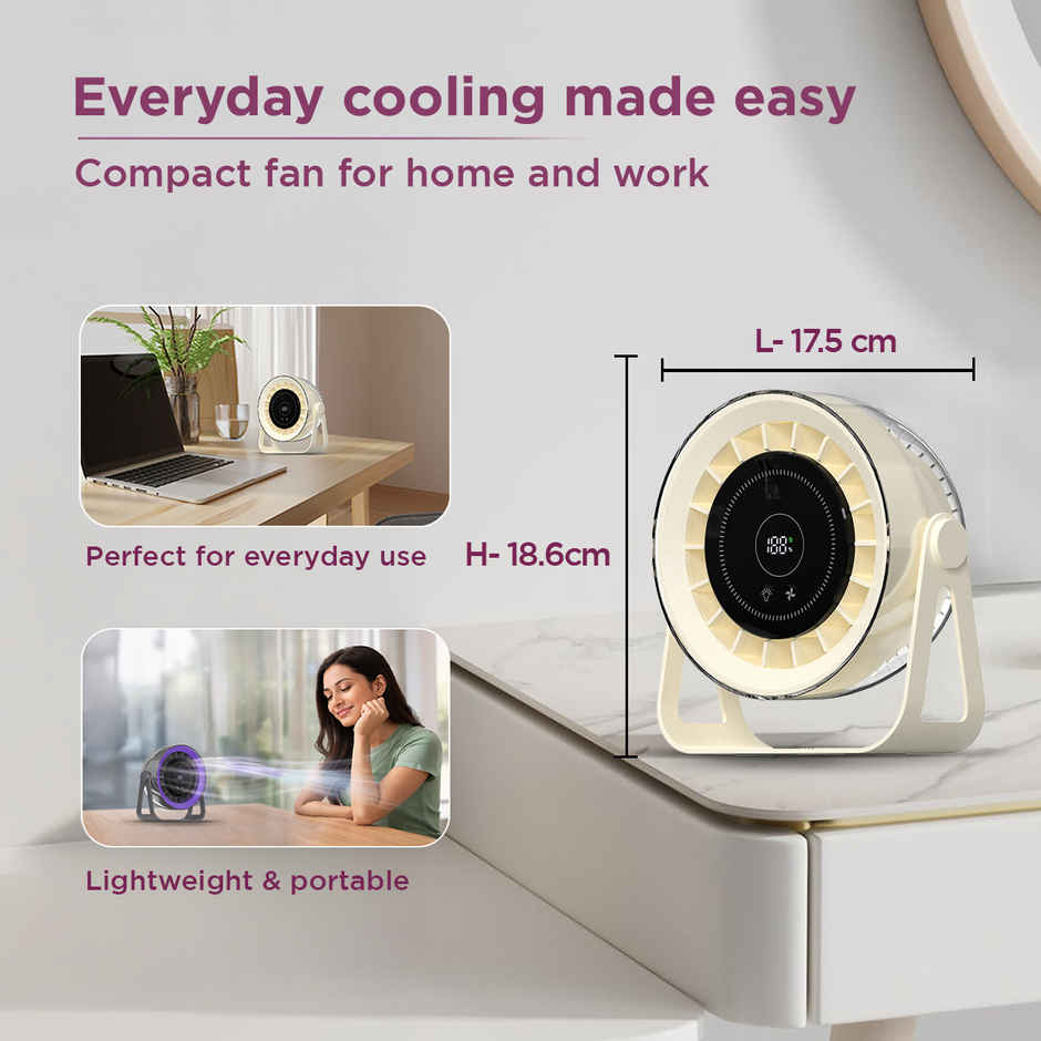 EcoLink Desk Dude Desk Fan (Beige) | USB Rechargeable