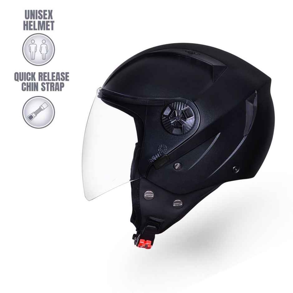 Studds Vogue Isi Certified Open Face Motorcycle Helmet For Men And Women With Visor (Black - M)
