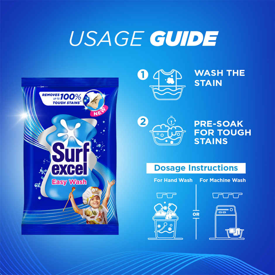 Surf Excel Matic Top Load Detergent Liquid Refill | Tough Dried Stain Removal (1L) & Surf Excel Easy Wash Detergent Powder (1kg) Combo