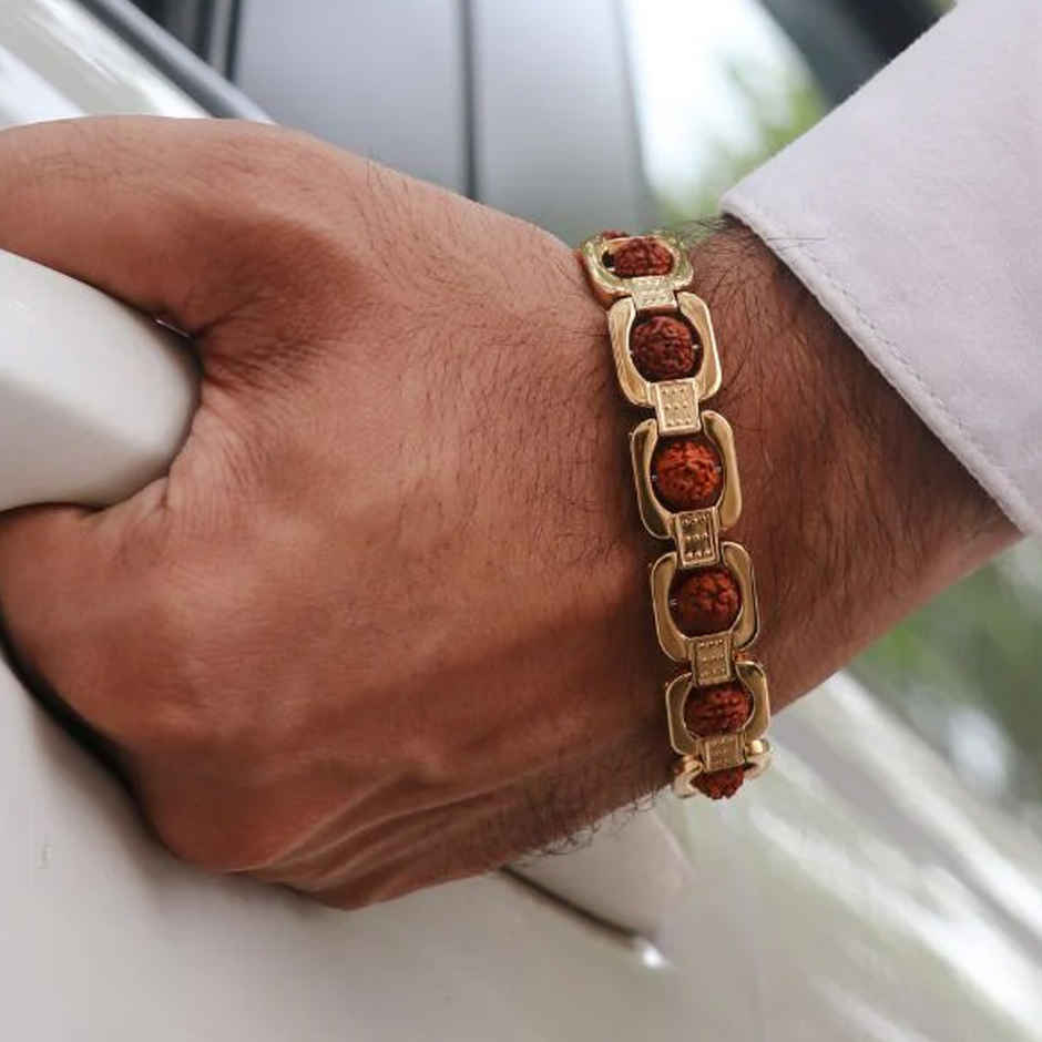Seetara Modern Rudraksha Bracelet with Gold Plating