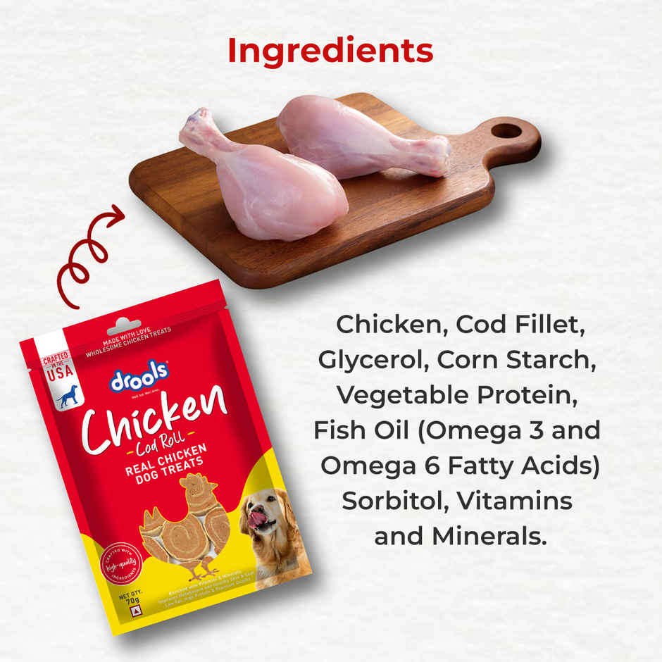 Drools Chicken Cod Roll Dog Treats | Best For Training & Bonding | For Puppy & Adult