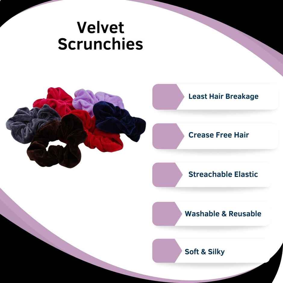 Matkooz Velvet Plain Scrunchies (Brown Grey Navy Blue Hot Pink Lavender Red)