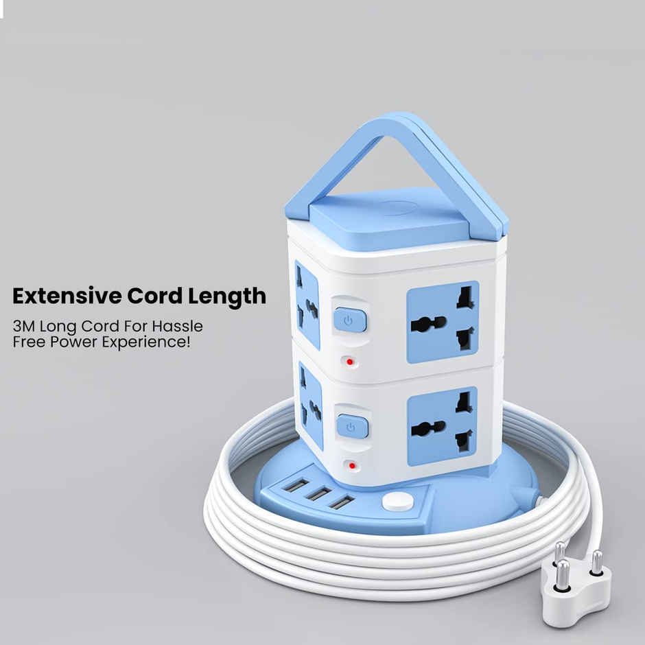 Portronics Power Plate 9 With 3 Usb Ports +8 Power Sockets