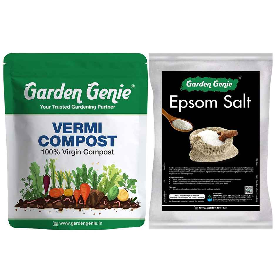 Garden Genie Vermicompost & Epsom Salt | Organic Plant Khad & Magenisum Sulphate for Gardening