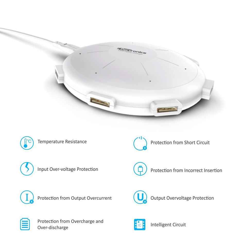 Portronics POR 343 UFO USB Home Charger 6Ports 8A Charging Station for Smartphones & Tablets- White