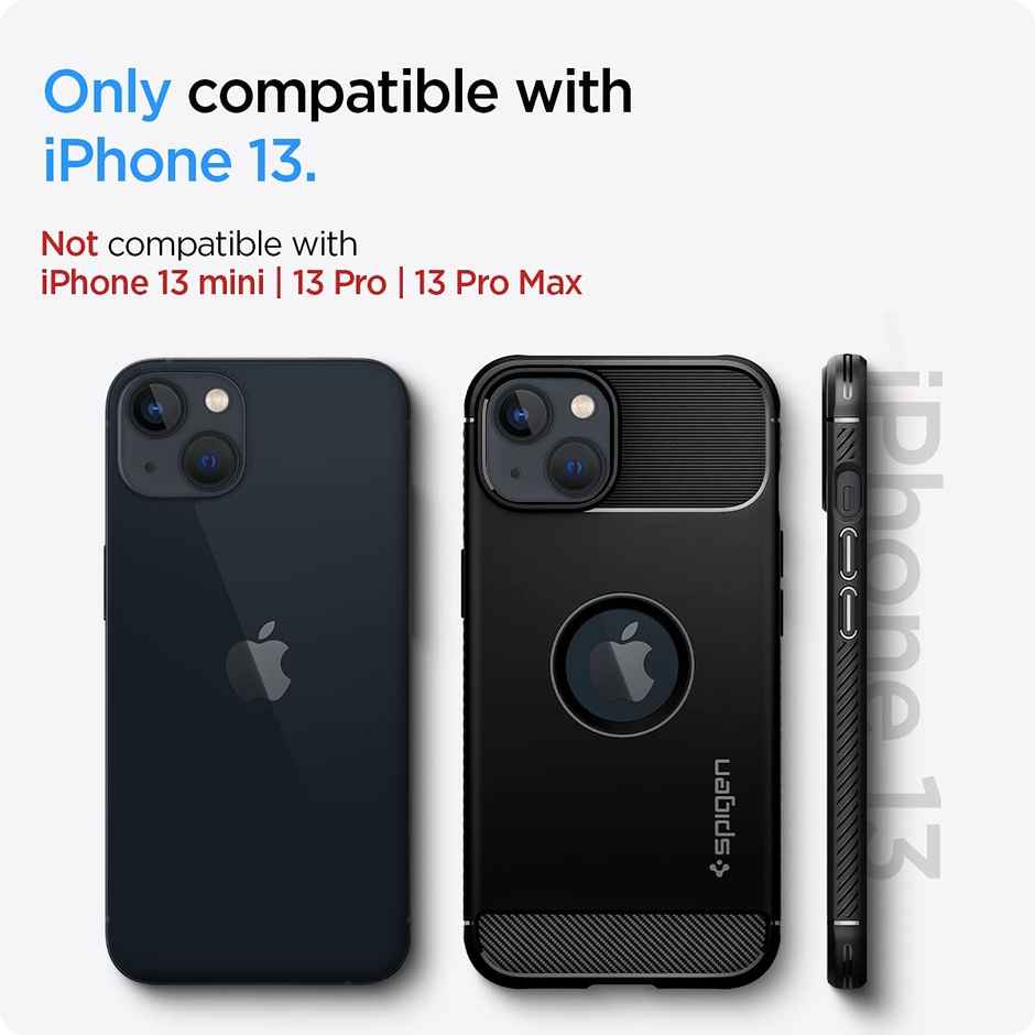Spigen Rugged Armor Back Cover Case Compatible with iPhone 13 (TPU | Matte Black)