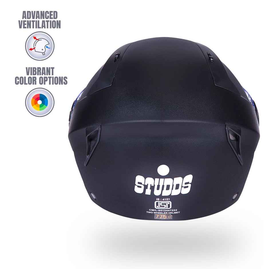 Studds Vogue Isi Certified Open Face Motorcycle Helmet For Men And Women With Visor (Black - L)