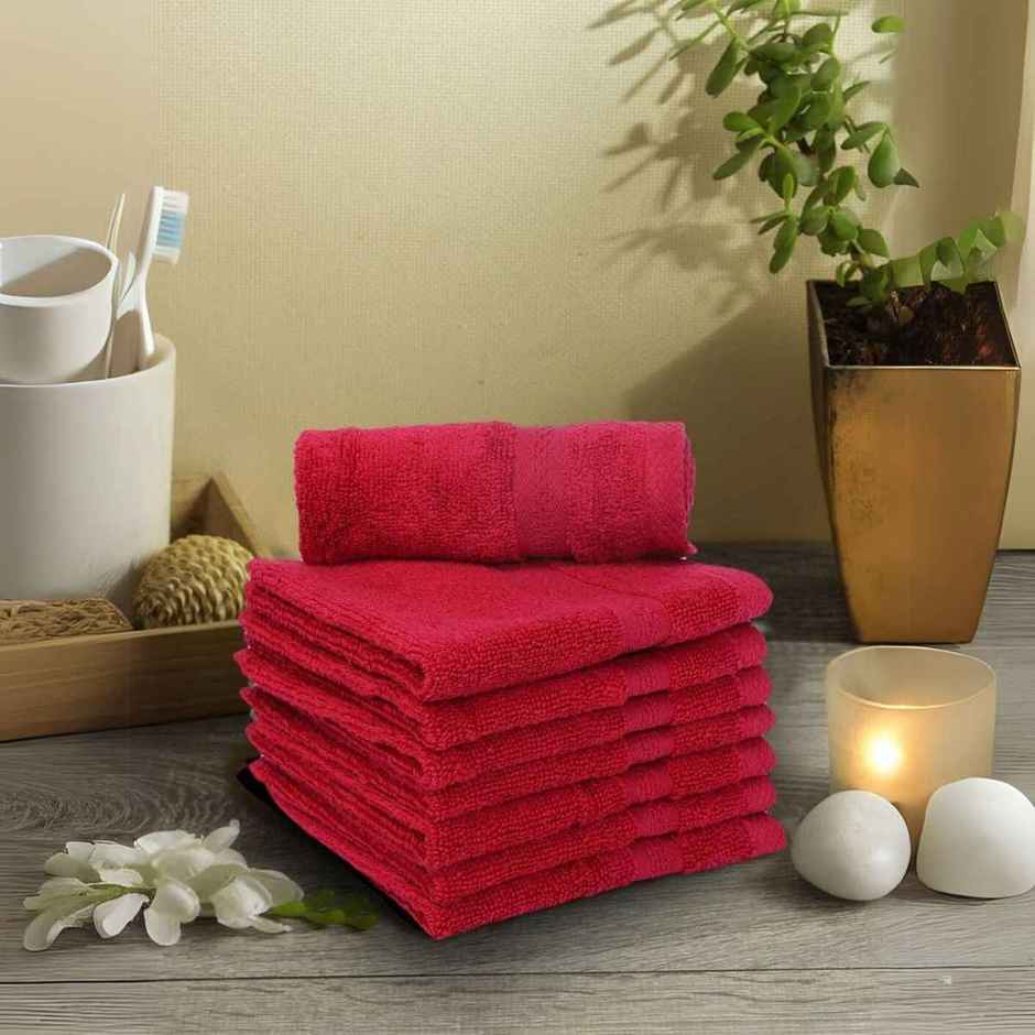 Bianca Face Towel Soft Cotton | Red | 30cm x 30cm | 550 GSM | Pack of 4