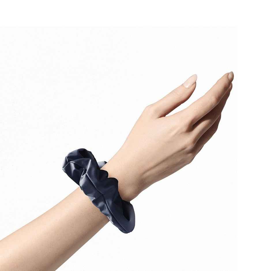 Mueras Silk Satin Hair Tie Scrunchie Navy Blue