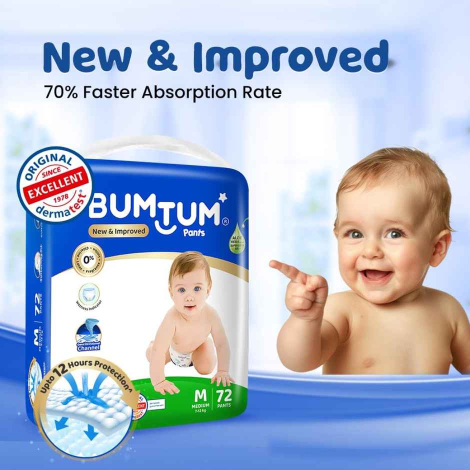 Bumtum Baby Diaper Pants With Leakage Protection - 6 To 11 Kg Medium