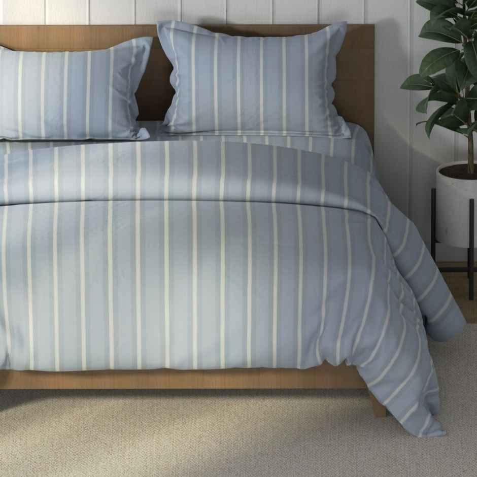 Nautica Super Soft 100% Cotton Fabric Comforter for All Weather | Double Size | Stripe Vessel grey